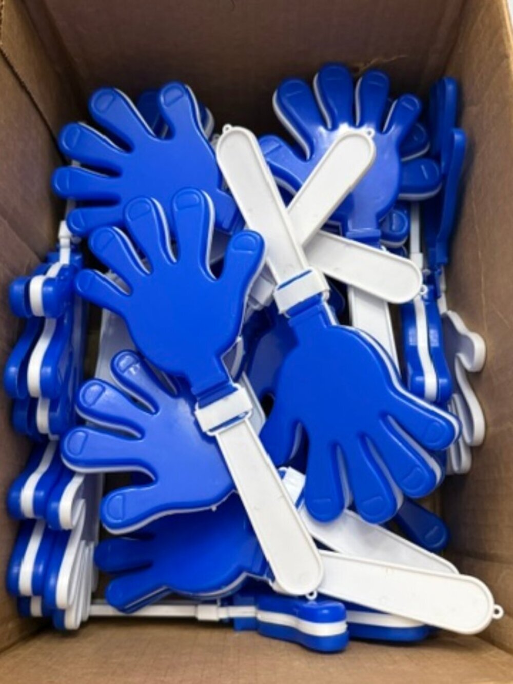 Lot of 19 Hand Clappers 7.5" Party Favor Team Spirit Noise Makers Blue White